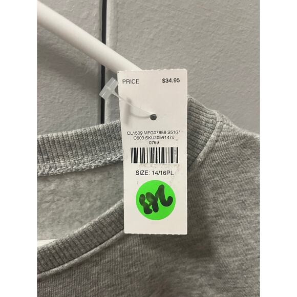 Girls justice sport crew sweatshirt size 14/16 new grey logo - Picture 3 of 3